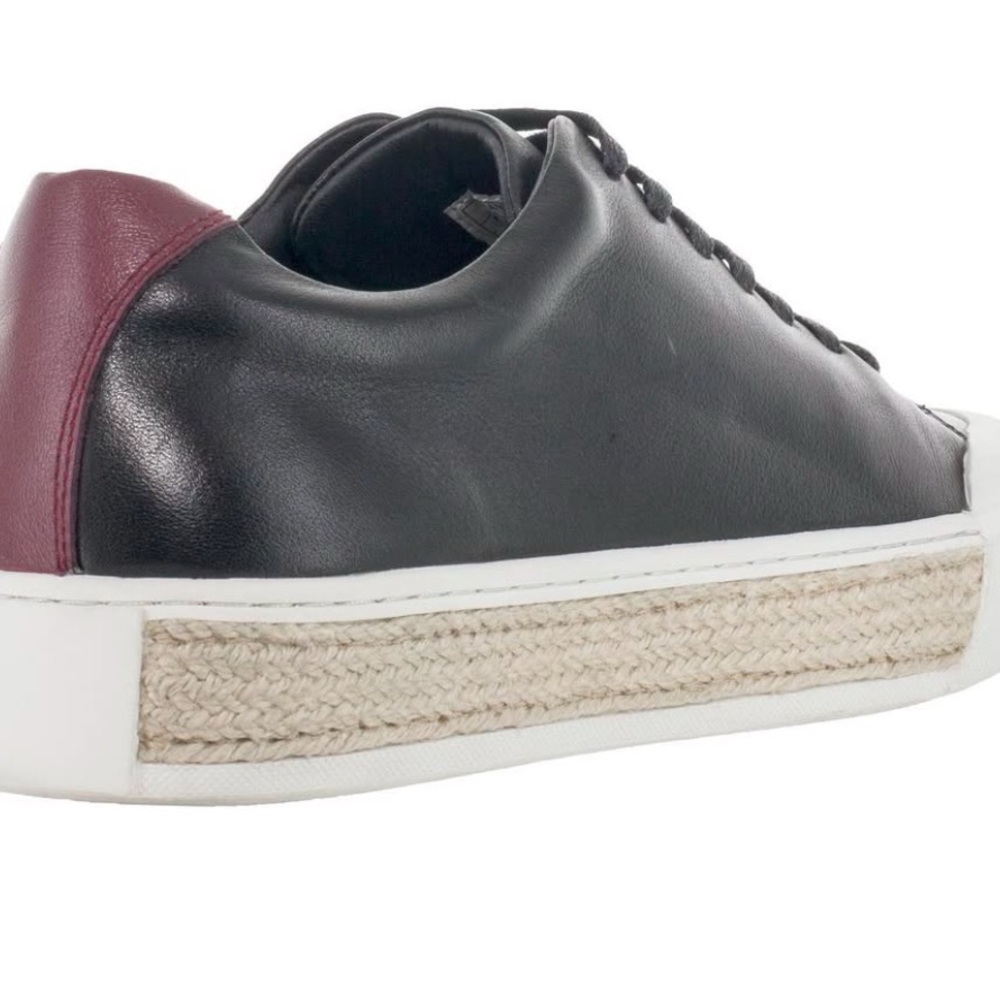 Black and Burgundy Leather Sneakers